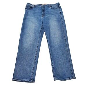 7 For All Mankind 33x25 Luxe Womens High Waist Cropped Straight Blue Denim Jeans